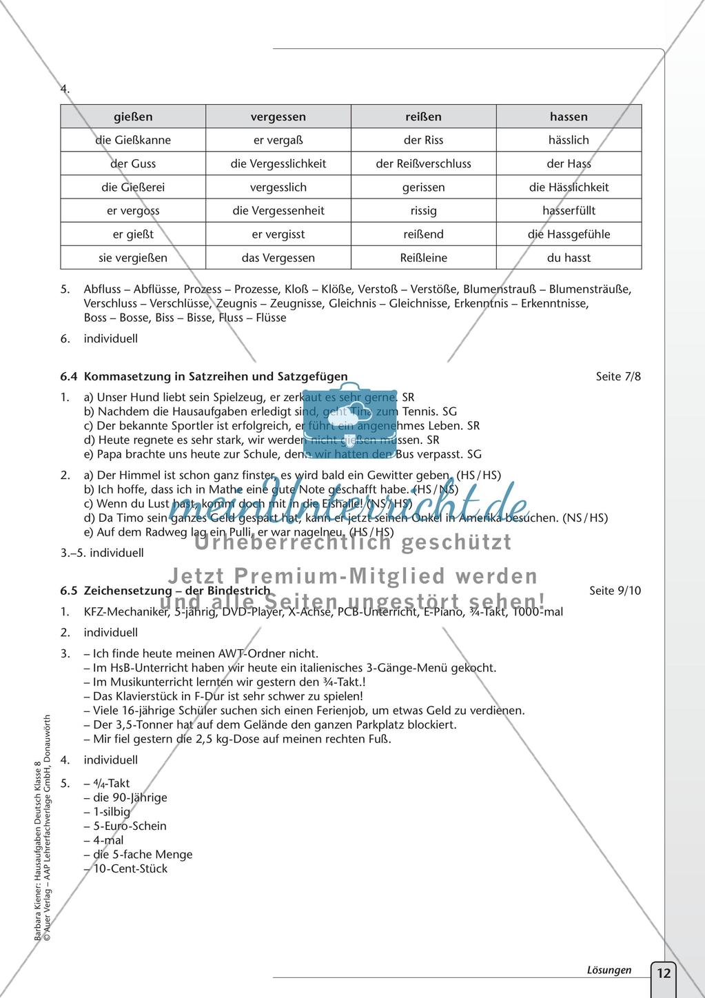 Hausaufgaben: Grammatik und Rechtschreibung Preview 14