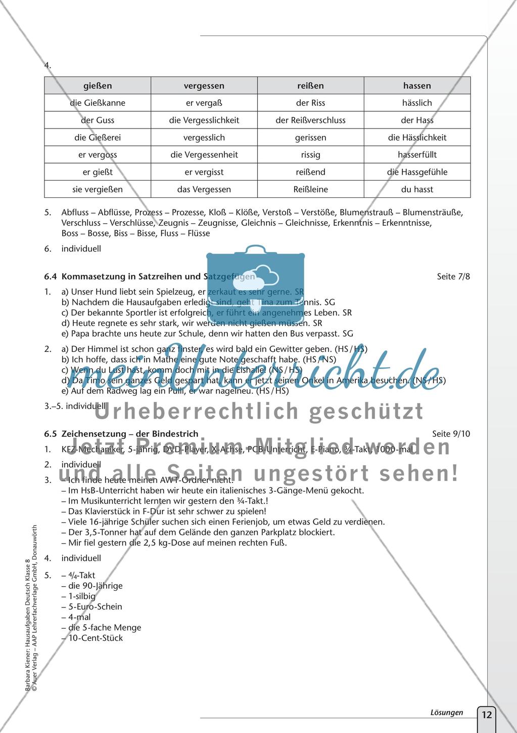 Hausaufgaben: Grammatik und Rechtschreibung Preview 14