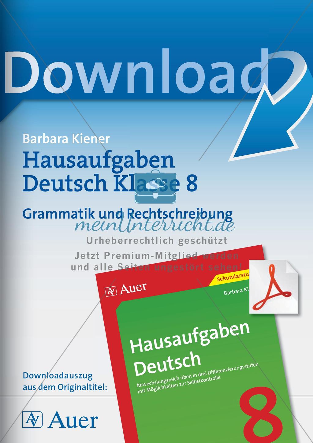 Hausaufgaben: Grammatik und Rechtschreibung Preview 1