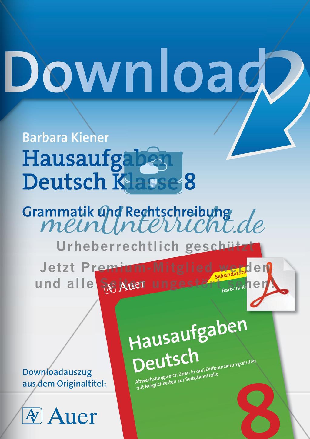 Hausaufgaben: Grammatik und Rechtschreibung Preview 1