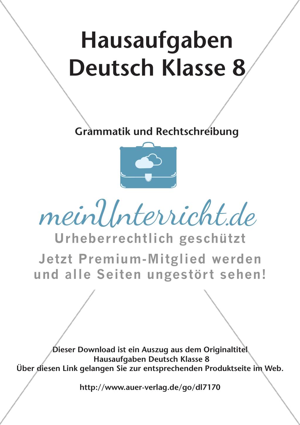 Hausaufgaben: Grammatik und Rechtschreibung Preview 2