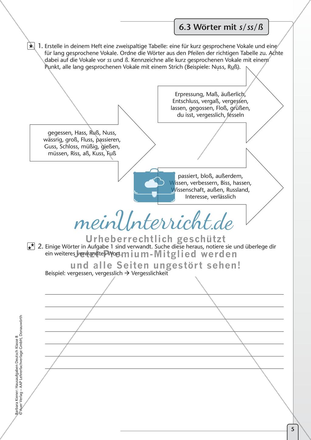 Hausaufgaben: Grammatik und Rechtschreibung Preview 7