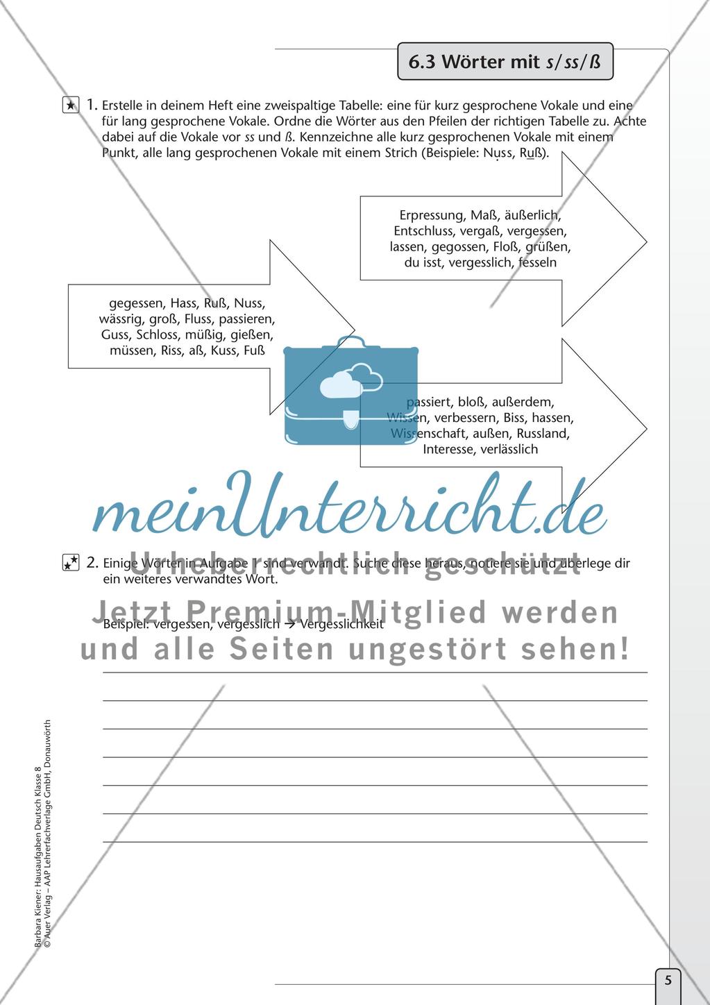 Hausaufgaben: Grammatik und Rechtschreibung Preview 7
