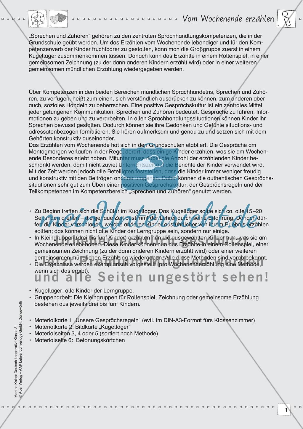 Kooperative Lernmethoden: Erzählungen vom Wochenende Preview 3