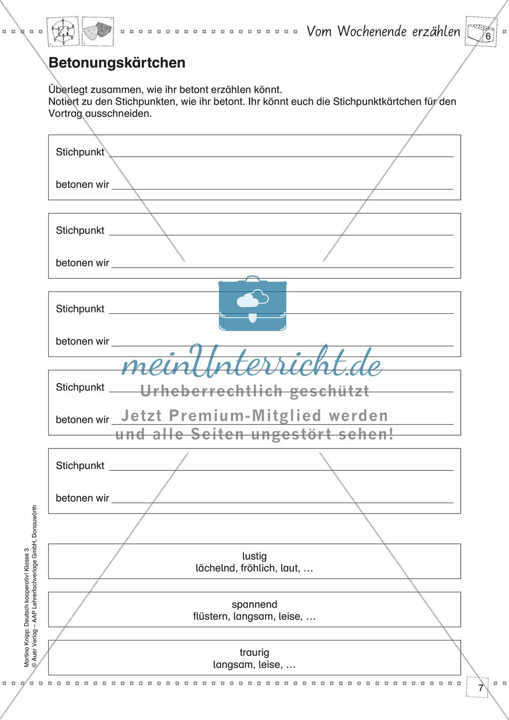 Kooperative Lernmethoden: Erzählungen vom Wochenende Preview 9