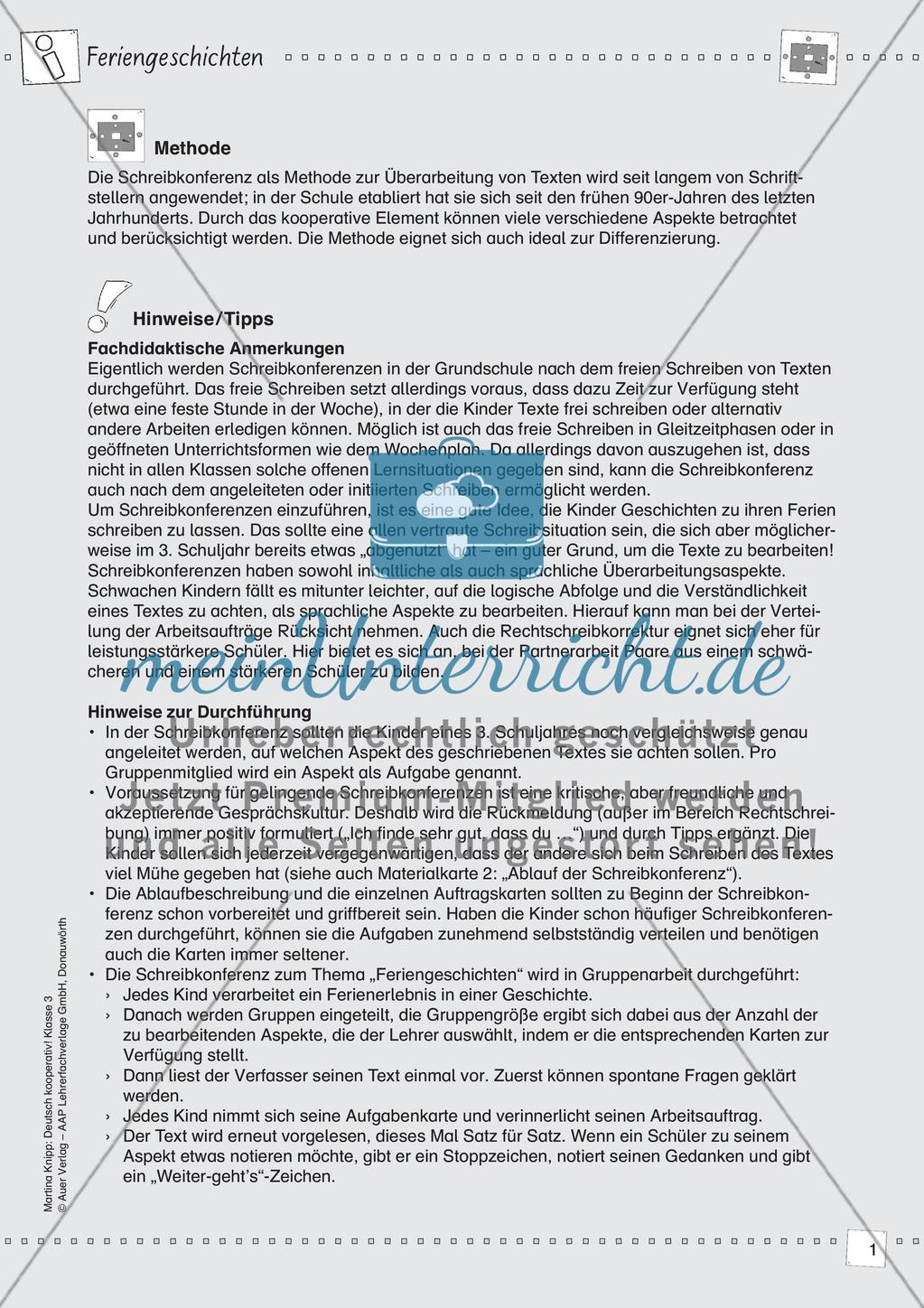 Kooperative Lernmethoden: Feriengeschichten Preview 3