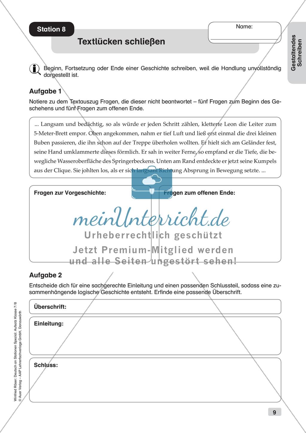 Stationenarbeit Aufsätze: Kreatives Schreiben Preview 11