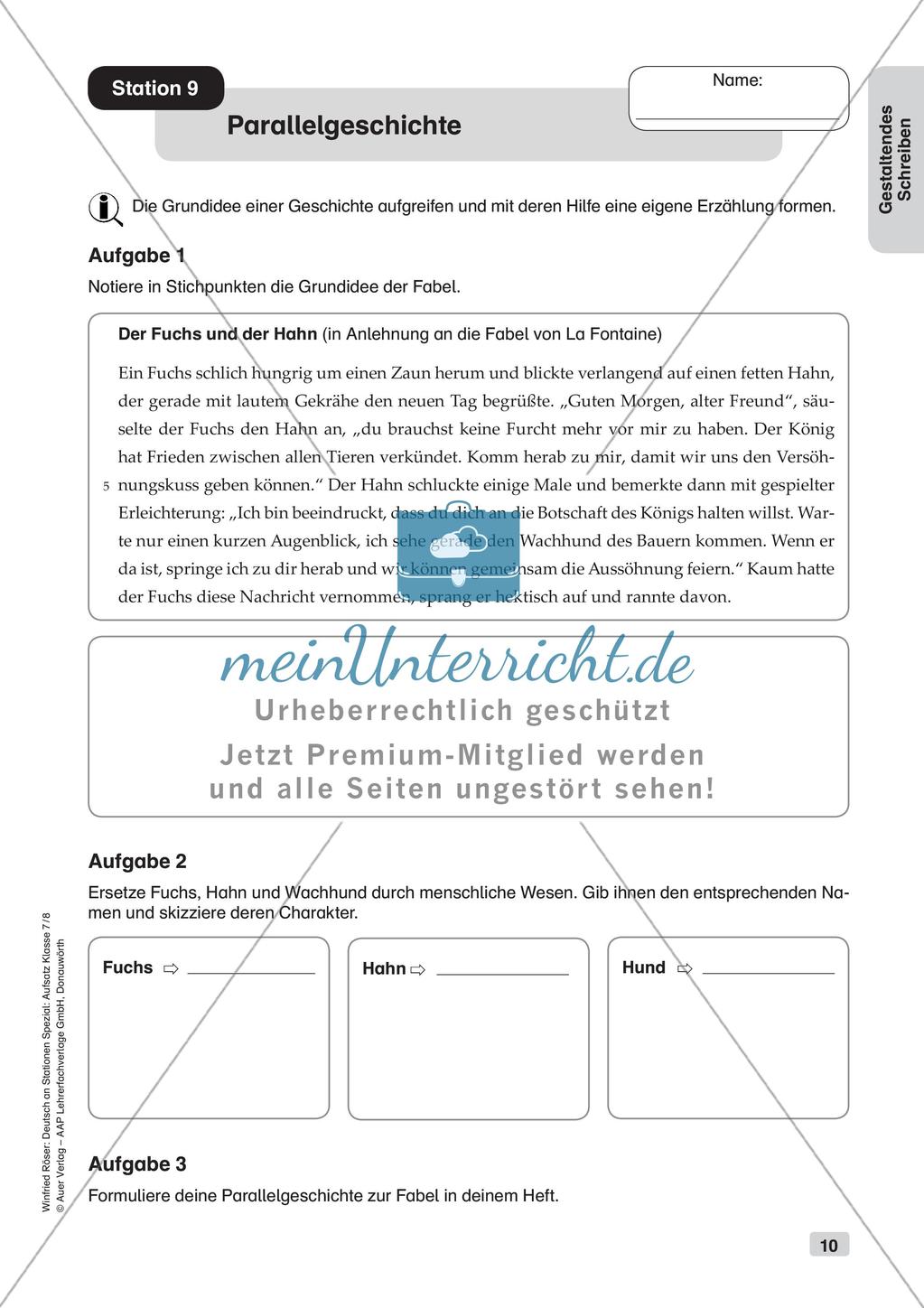 Stationenarbeit Aufsätze: Kreatives Schreiben Preview 12