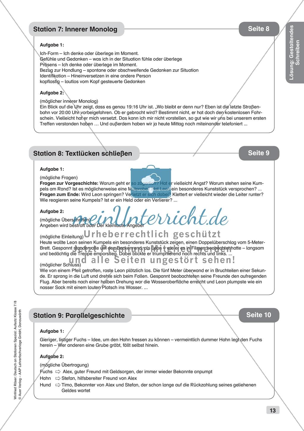 Stationenarbeit Aufsätze: Kreatives Schreiben Preview 15
