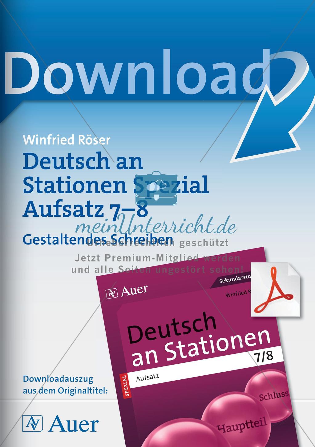 Stationenarbeit Aufsätze: Kreatives Schreiben Preview 1