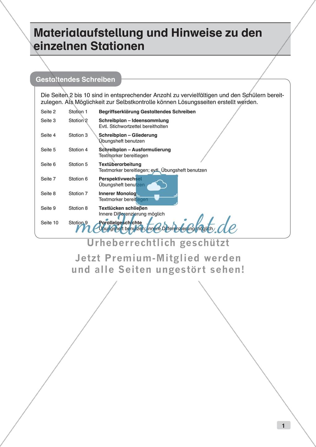 Stationenarbeit Aufsätze: Kreatives Schreiben Preview 3