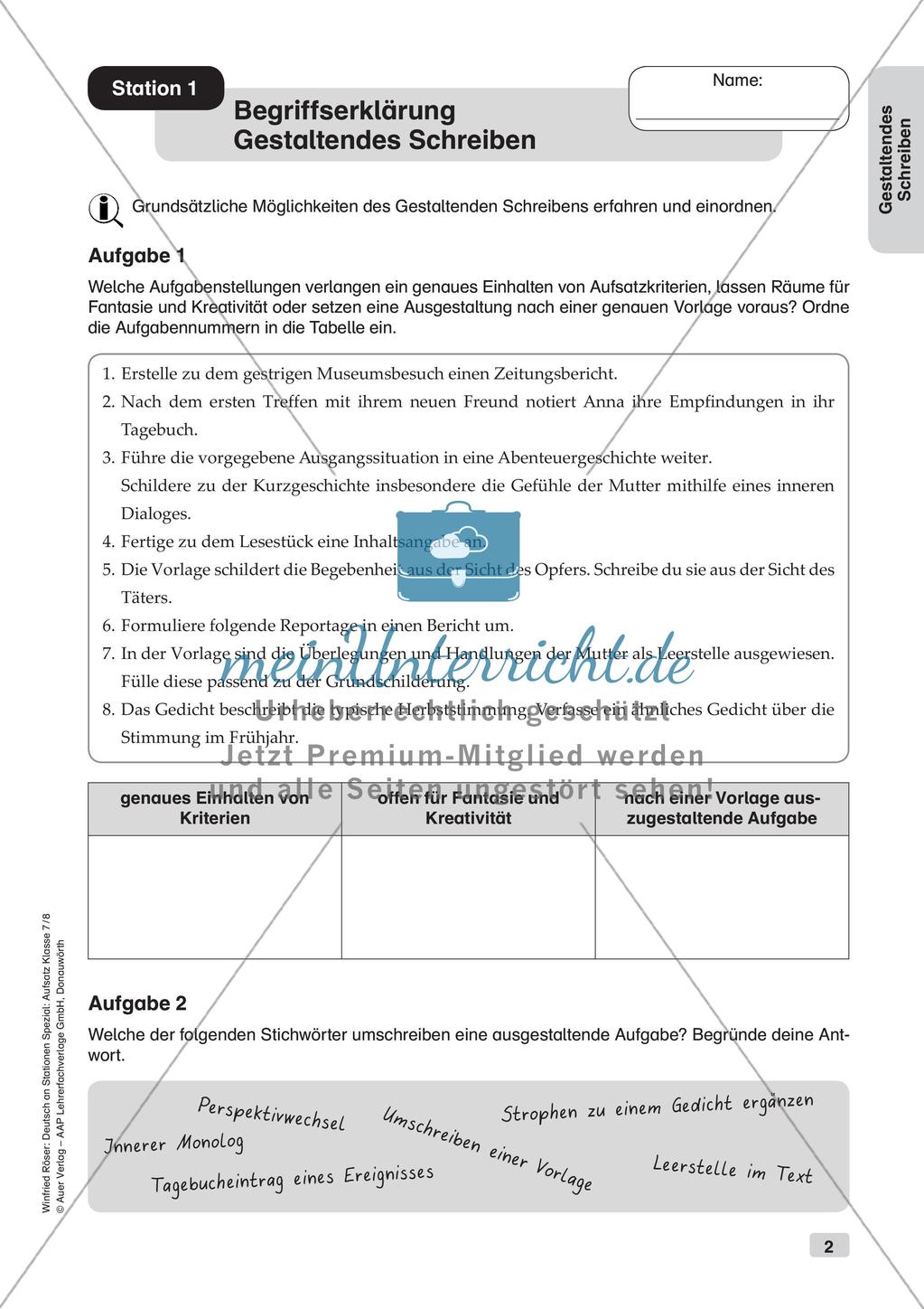 Stationenarbeit Aufsätze: Kreatives Schreiben Preview 4