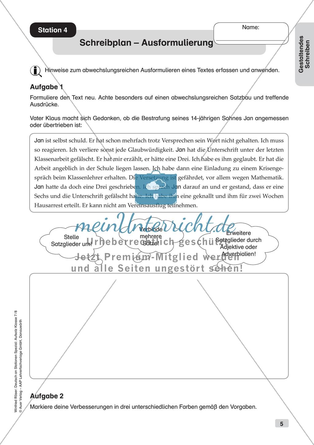 Stationenarbeit Aufsätze: Kreatives Schreiben Preview 7