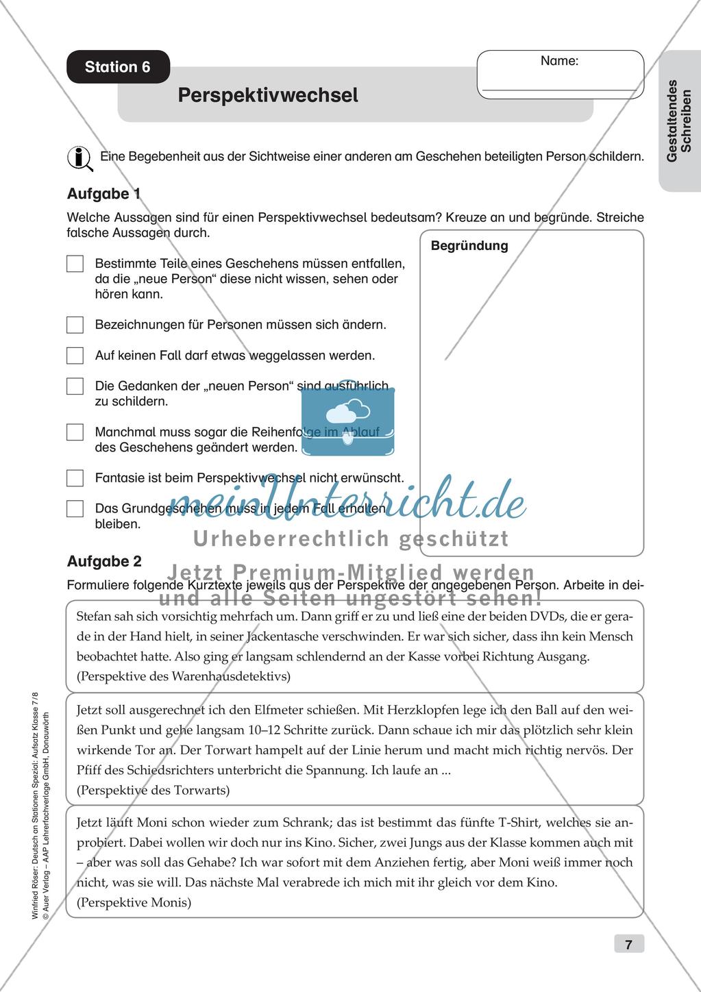 Stationenarbeit Aufsätze: Kreatives Schreiben Preview 9