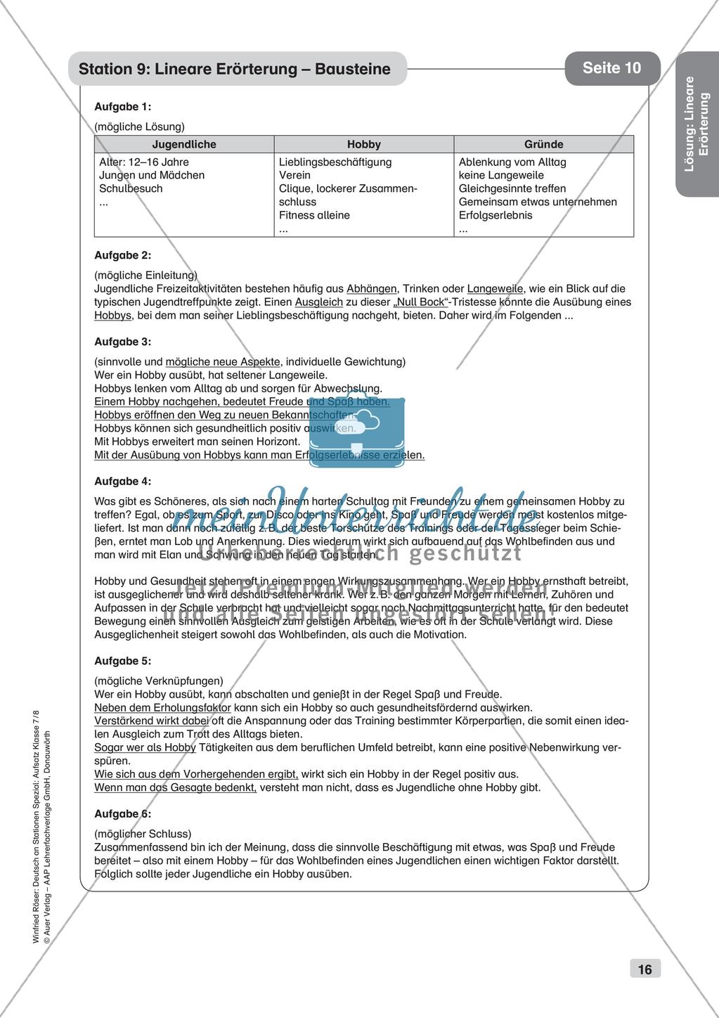 Stationenarbeit Aufsätze: Lineare Erörterung Preview 18