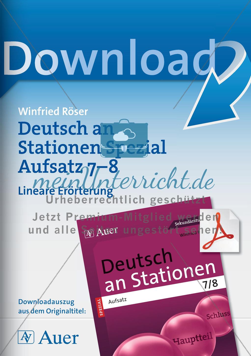 Stationenarbeit Aufsätze: Lineare Erörterung Preview 1