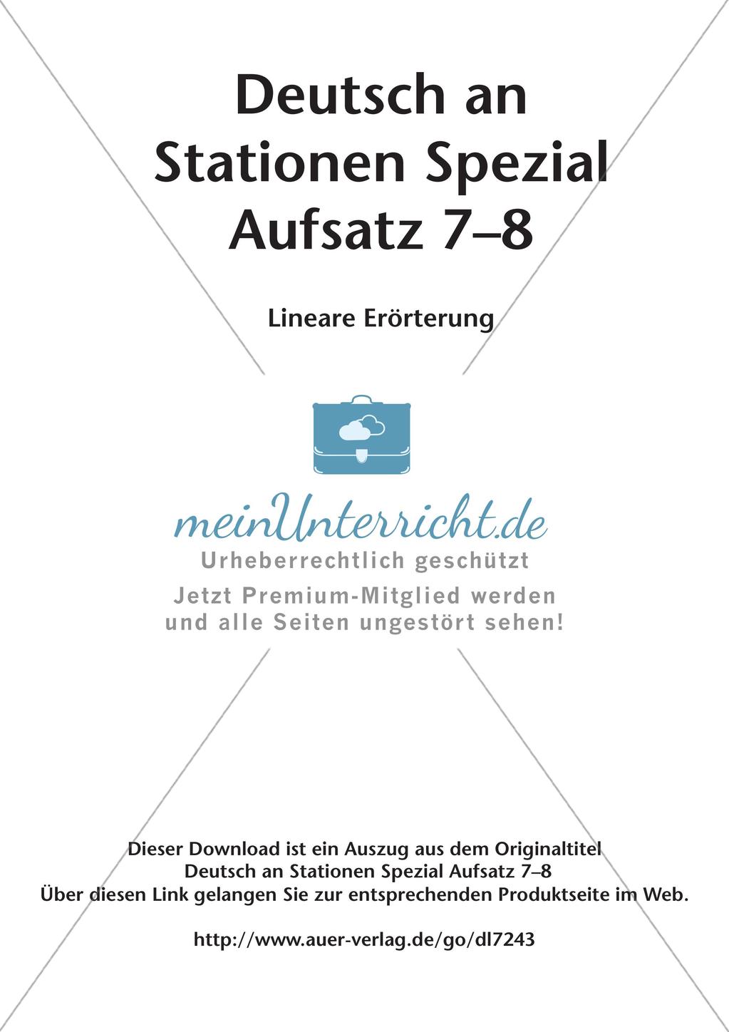 Stationenarbeit Aufsätze: Lineare Erörterung Preview 2