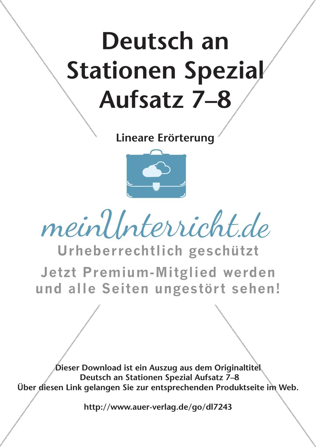Stationenarbeit Aufsätze: Lineare Erörterung Preview 2