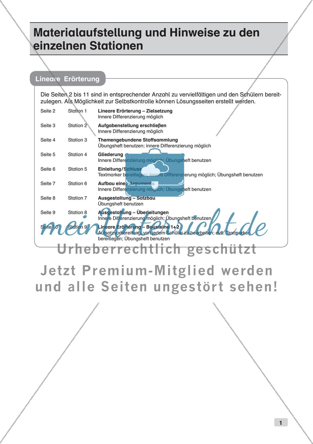 Stationenarbeit Aufsätze: Lineare Erörterung Preview 3