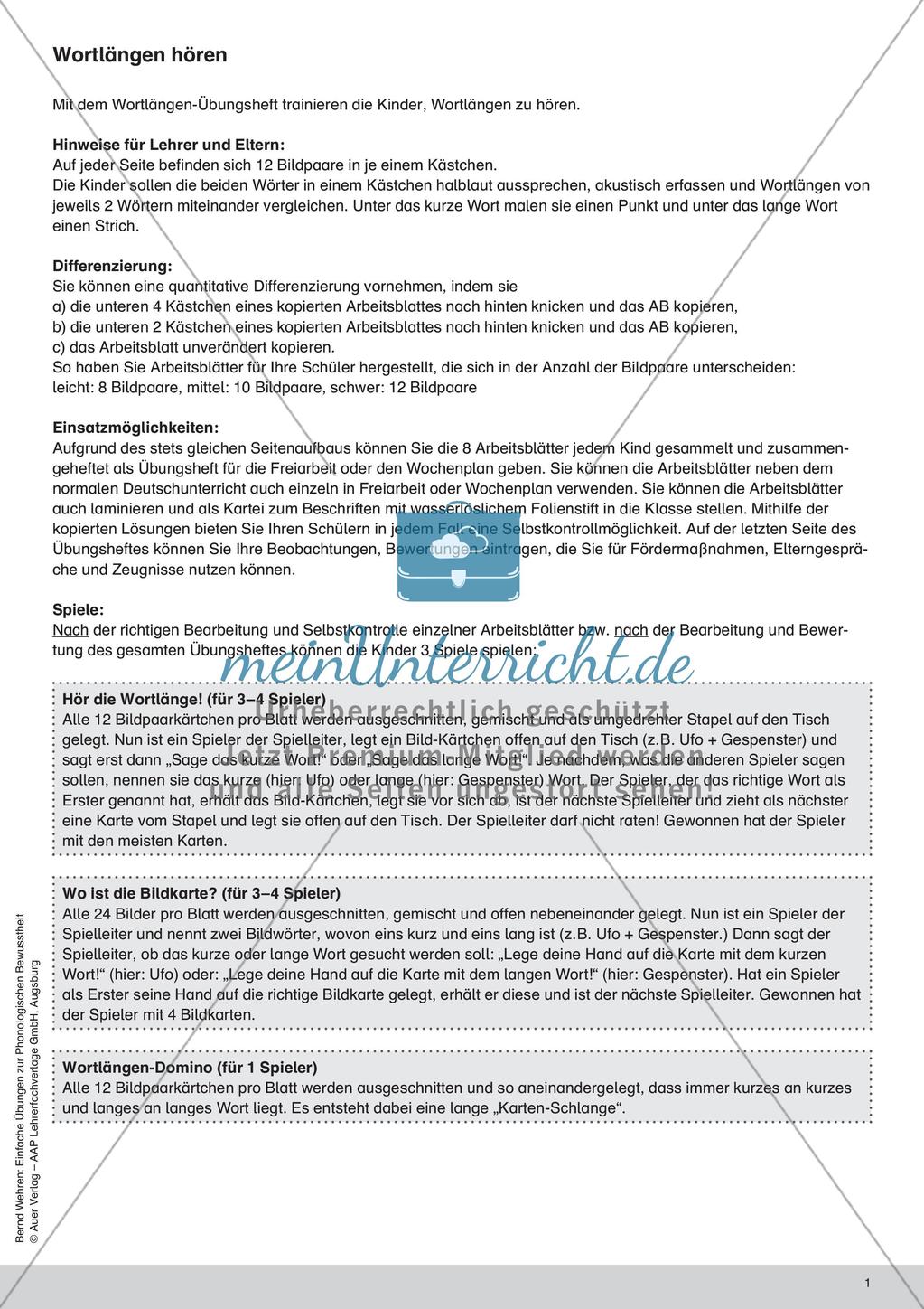 Training der Phonologischen Bewusstheit: Wortlängen Preview 3
