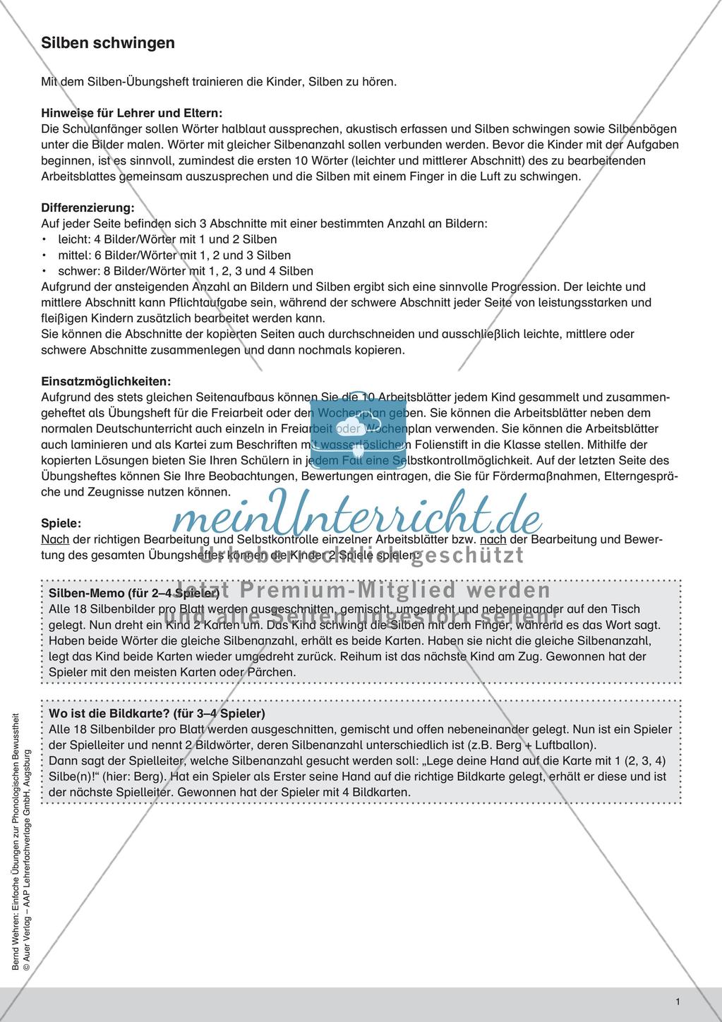 Training der Phonologischen Bewusstheit: Silben Preview 3