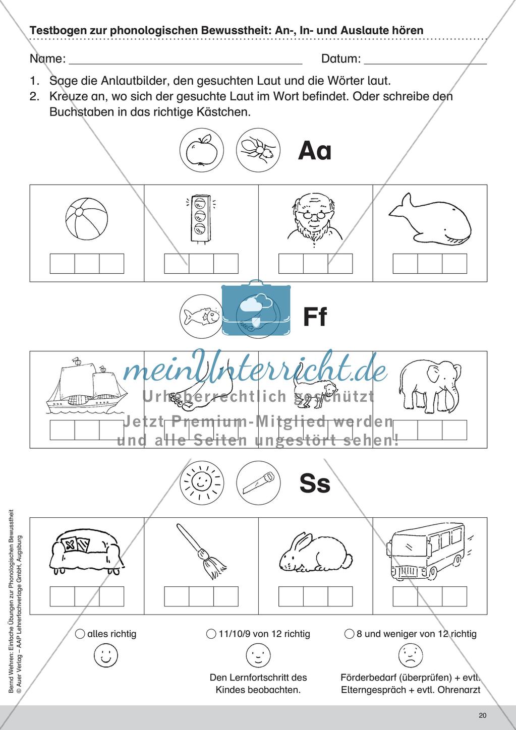 Training der Phonologischen Bewusstheit: An-, In- und Auslaute Preview 22