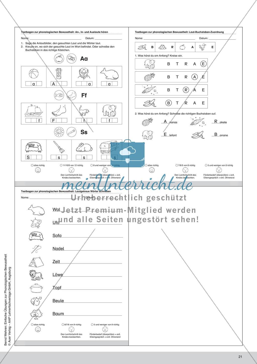 Training der Phonologischen Bewusstheit: An-, In- und Auslaute Preview 23