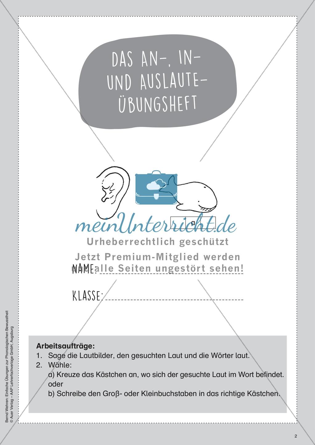 Training der Phonologischen Bewusstheit: An-, In- und Auslaute Preview 4