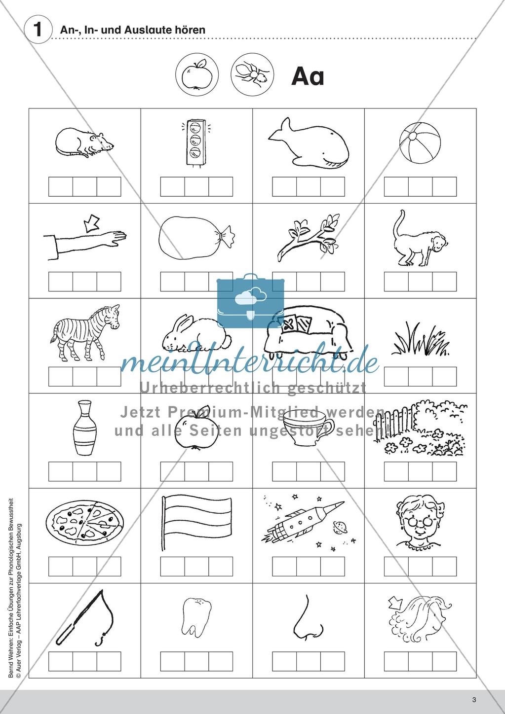 Training der Phonologischen Bewusstheit: An-, In- und Auslaute Preview 5