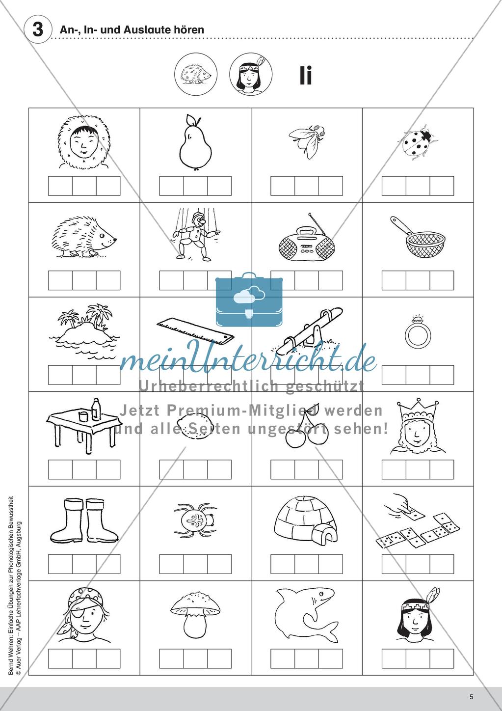Training der Phonologischen Bewusstheit: An-, In- und Auslaute Preview 7