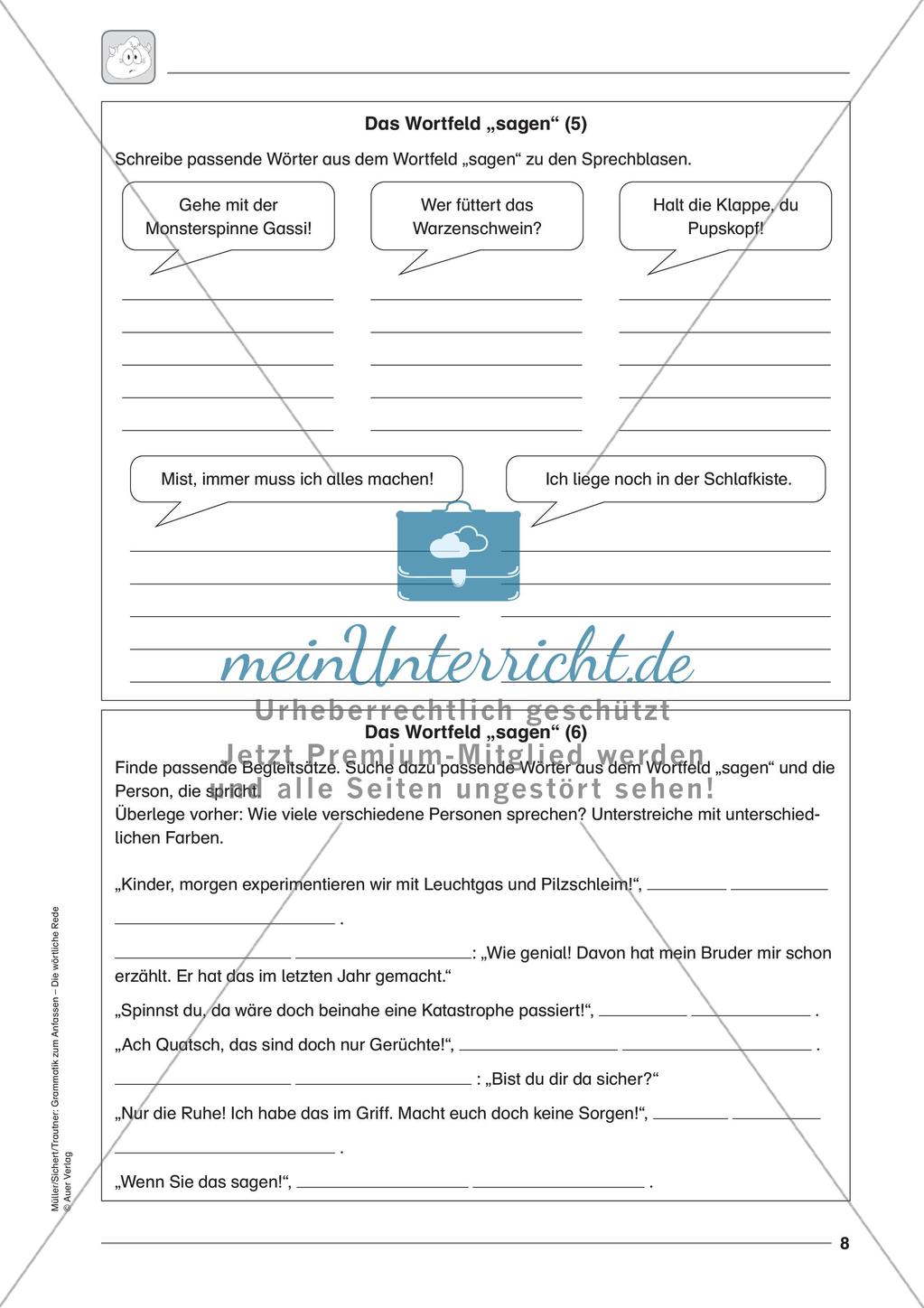 Wörtliche Rede: Wortfeld