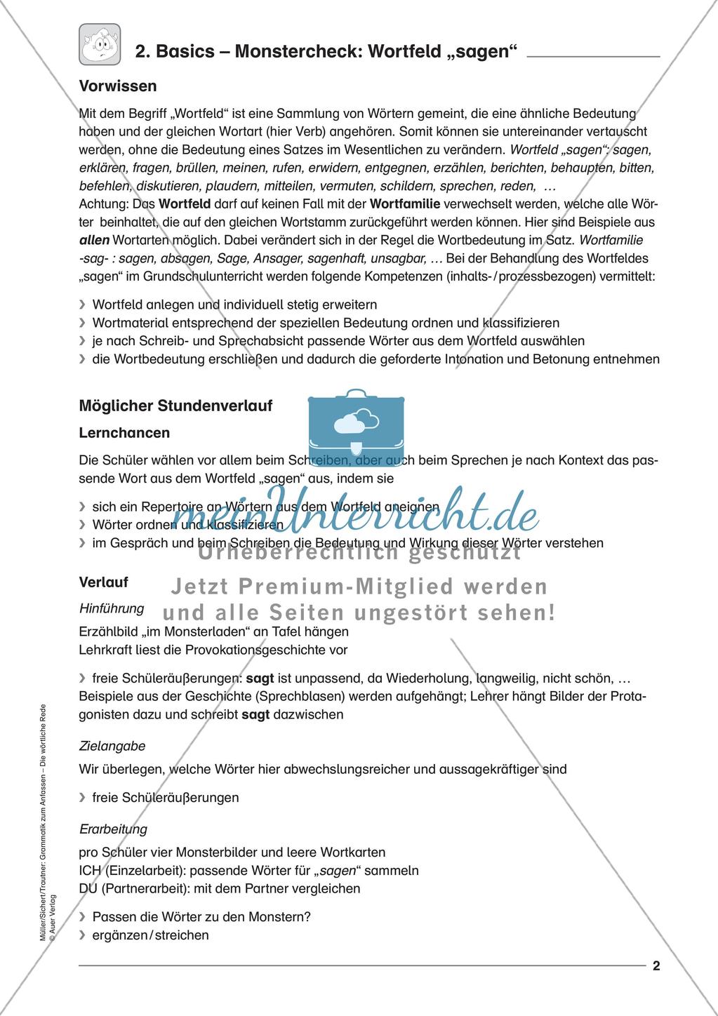 Wörtliche Rede: Wortfeld