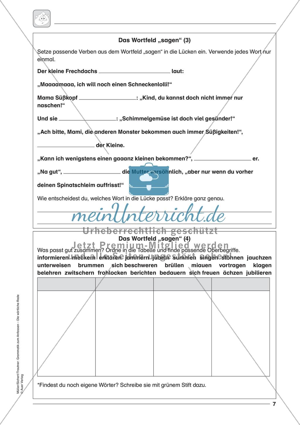 Wörtliche Rede: Wortfeld