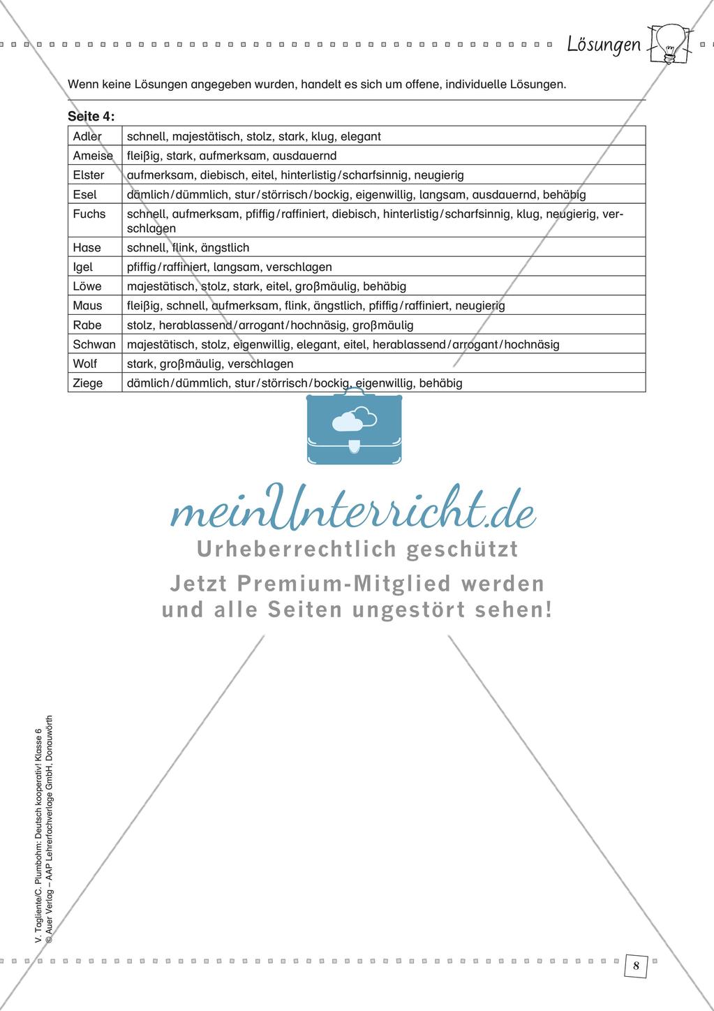 Fabeln: Textsortenmerkmale und Wortschatz Preview 10