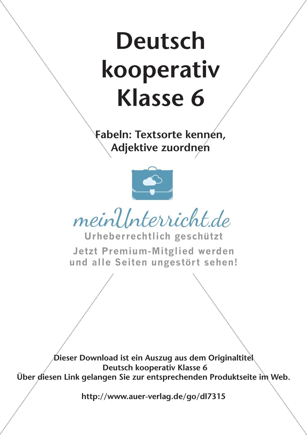 Fabeln: Textsortenmerkmale und Wortschatz Preview 2