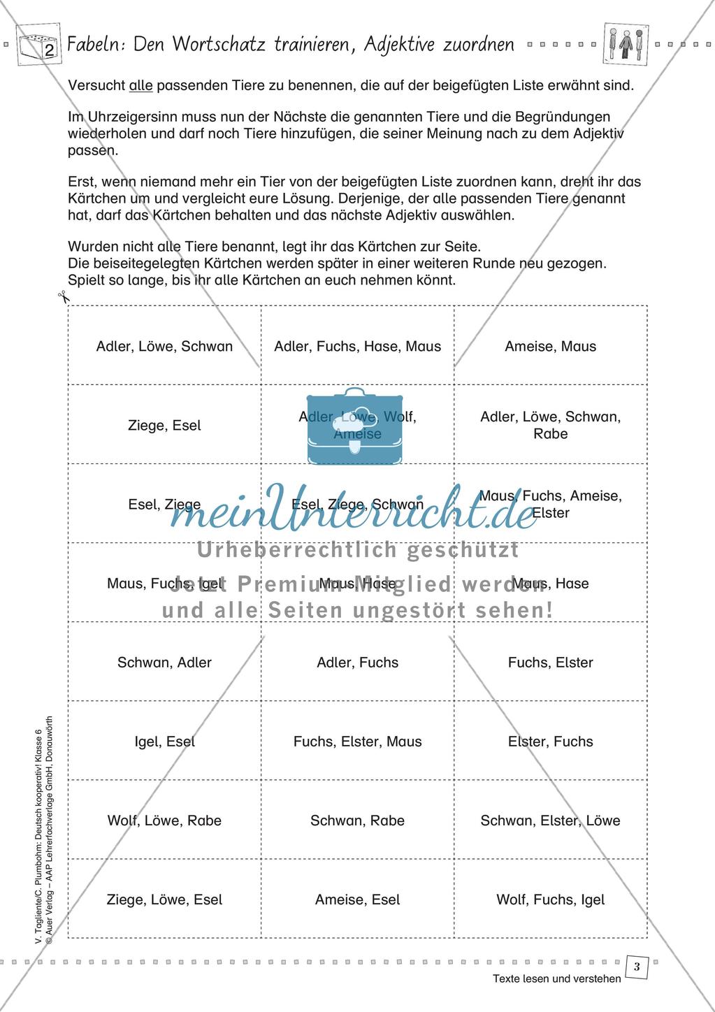 Fabeln: Textsortenmerkmale und Wortschatz Preview 5