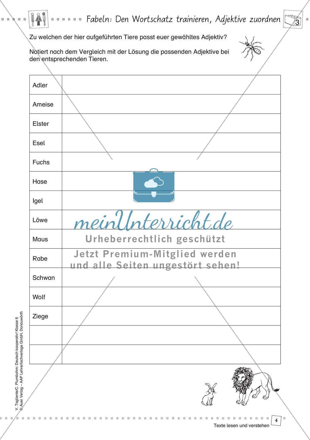 Fabeln: Textsortenmerkmale und Wortschatz Preview 6