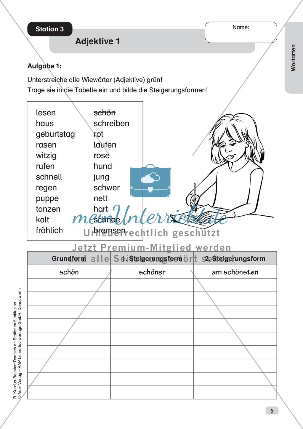 Wortarten - Nomen, Adjektive, Verben Preview 7