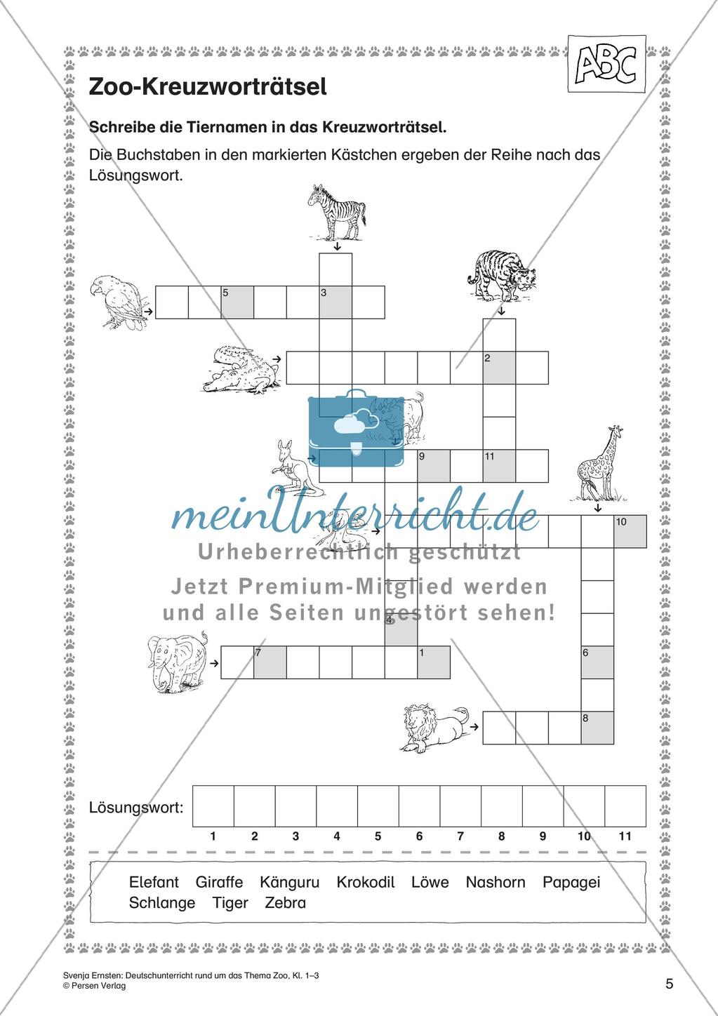 Lernwerkstatt Zoo: Wörter und Texte Preview 7