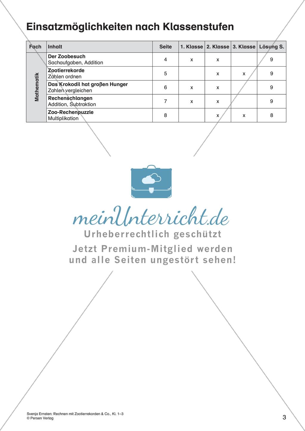 Lernwerkstatt Zoo: Zahlen und Rechnungen Preview 5