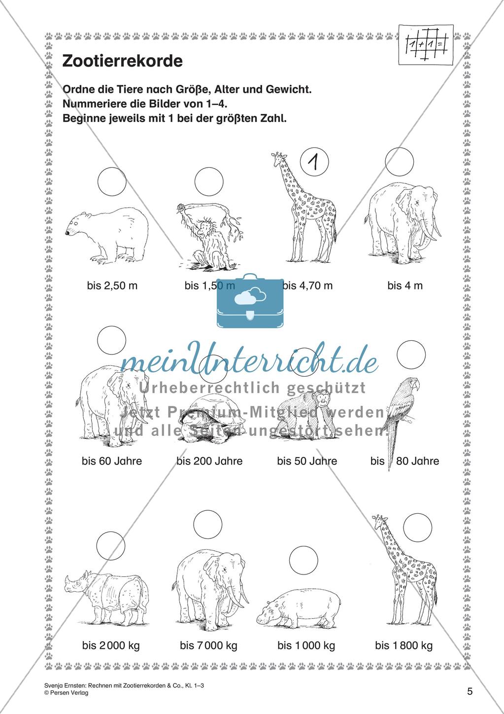 Lernwerkstatt Zoo: Zahlen und Rechnungen Preview 7