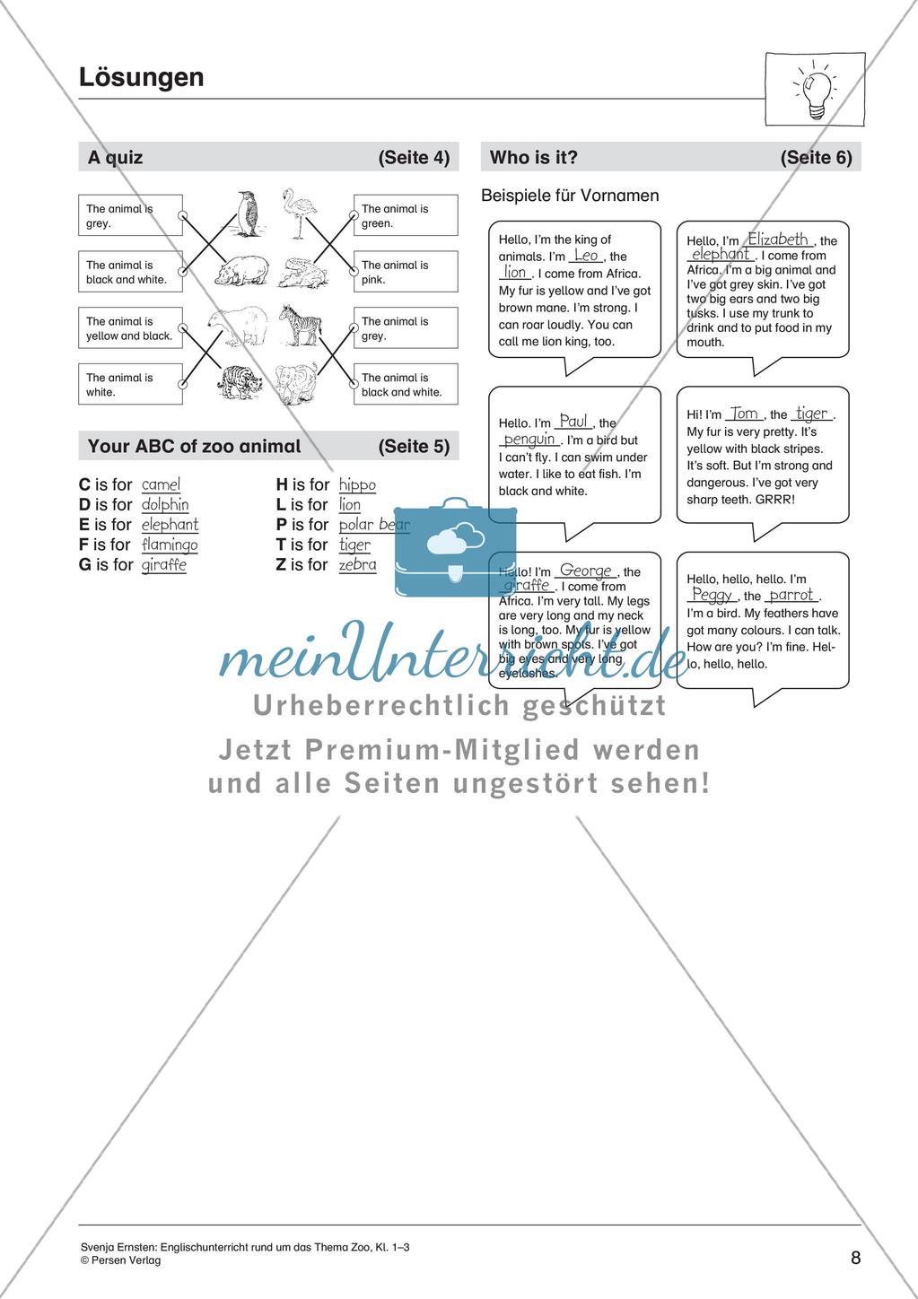 Lernwerkstatt Zoo: Englische Tiernamen Preview 10