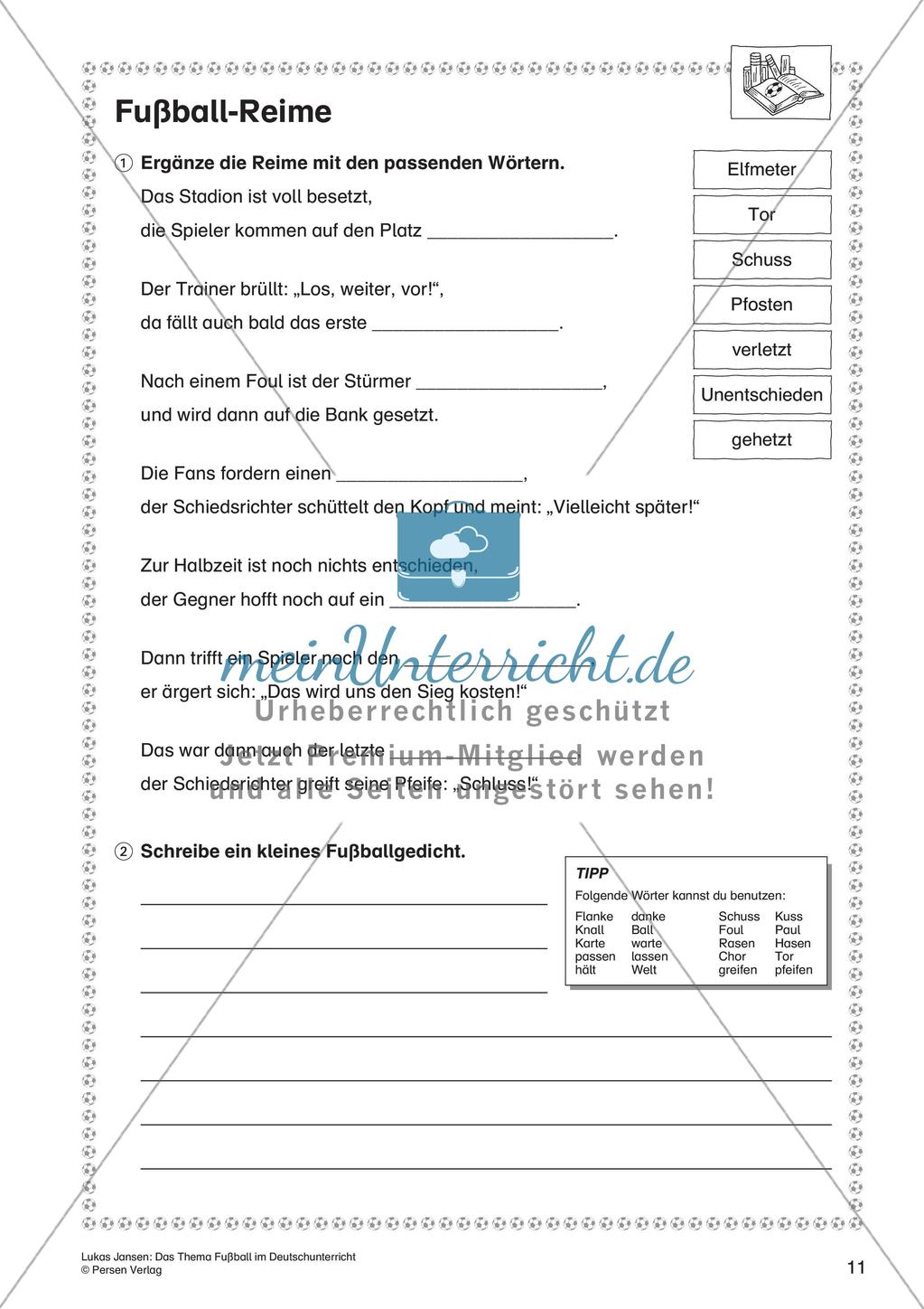 Schreib- und Leseaufgaben zum Thema Fußball Preview 13