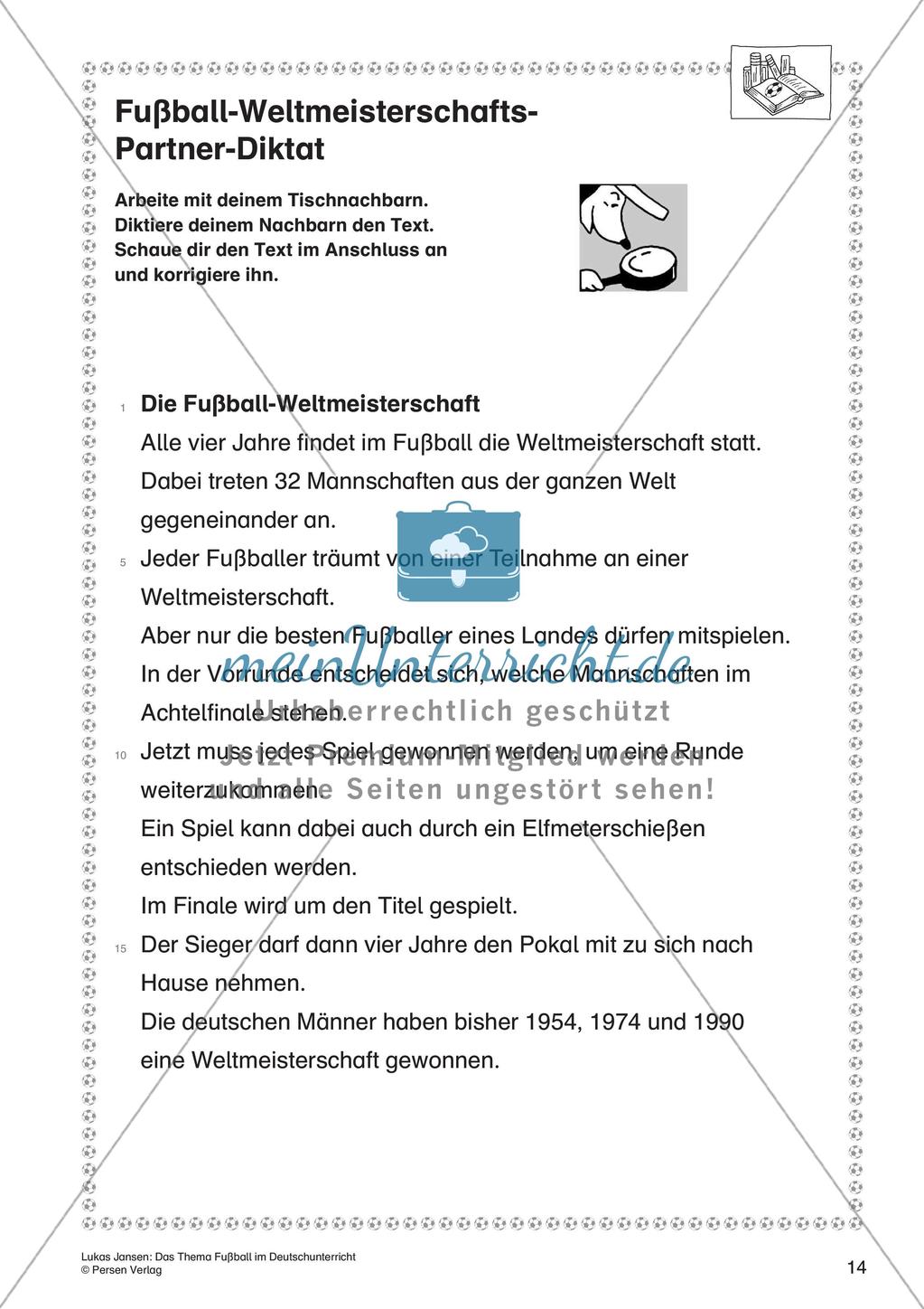 Schreib- und Leseaufgaben zum Thema Fußball Preview 16