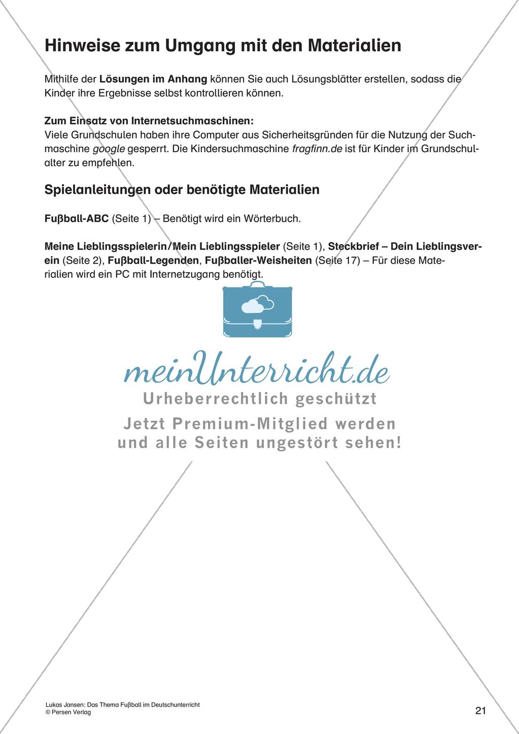 Schreib- und Leseaufgaben zum Thema Fußball Preview 23