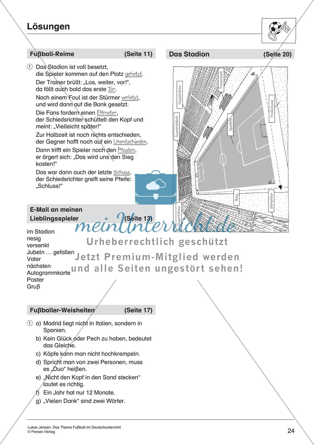 Schreib- und Leseaufgaben zum Thema Fußball Preview 26