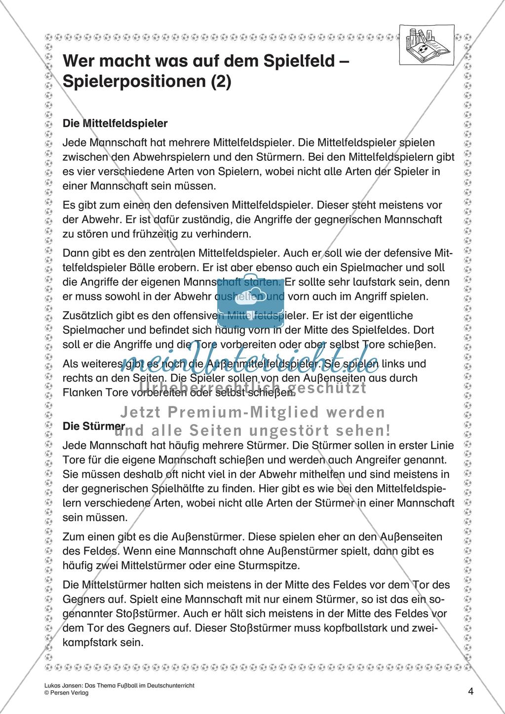 Schreib- und Leseaufgaben zum Thema Fußball Preview 6