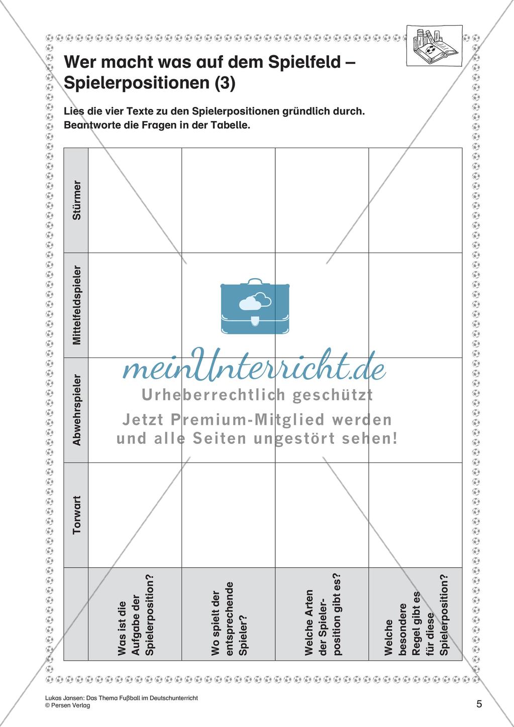 Schreib- und Leseaufgaben zum Thema Fußball Preview 7