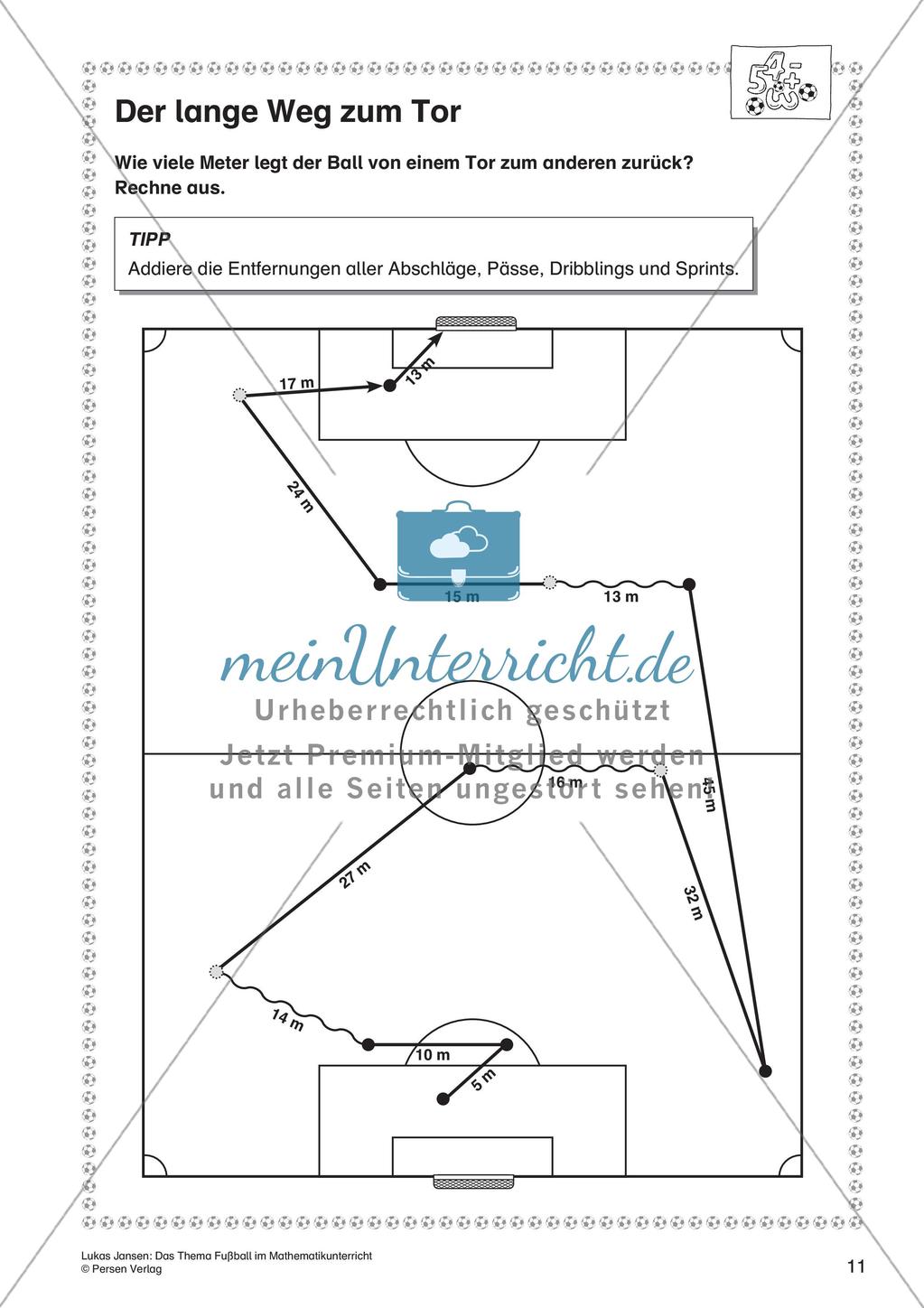 Textaufgaben, Geometrie und Statistik zum Thema Fußball Preview 13