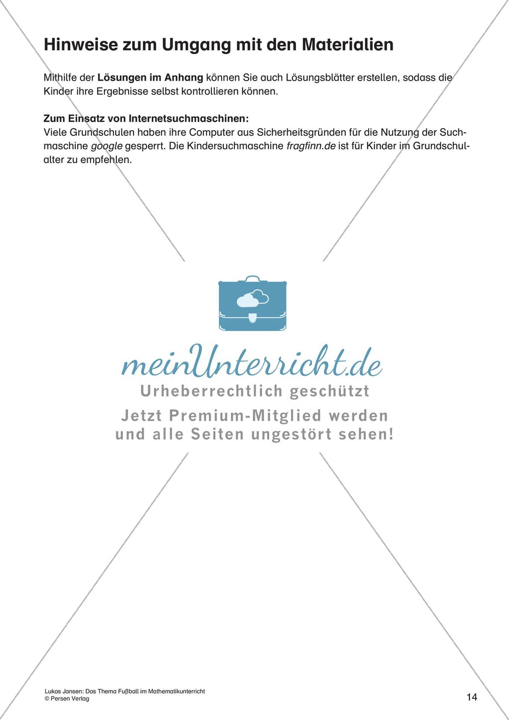 Textaufgaben, Geometrie und Statistik zum Thema Fußball Preview 16